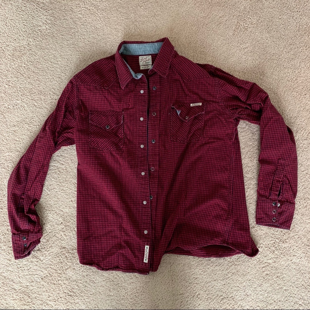Lucky Brand Red Check Button Down